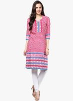 Indidori Pink Printed Kurti