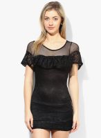 JC Collection Black Colored Embroidered Bodycon Dress