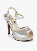 J Collection Silver Metallic Embellished Stilettos