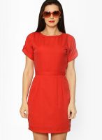 Miss Chase Red Colored Solid Bodycon Dress