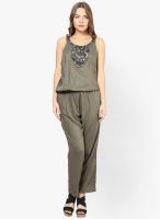 Rose Vanessa Green Embellished Jumpsuit