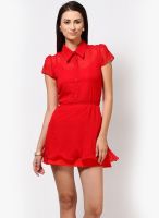 Shibori Designs Red Colored Solid Bodycon Dress