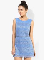 Soie Blue Sleeveless Fitted Dress With Prob