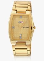 Sonata 7998Ym03 Golden Analog Watch