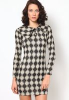 Species Full Sleeve Grey Checked Dress