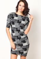 Species Half Sleeve Black Printed Dress