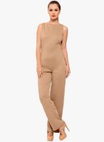 Sugar Her Beige Solid Jumpsuits