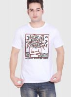 Tantra White Printed Round Neck T-Shirts