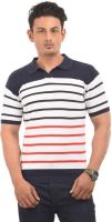 AMX Striped Men's Polo Neck Blue T-Shirt