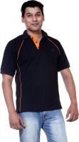 Ashdan Solid Men's Polo Neck Black T-Shirt