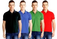 Baremoda Solid Men's Polo Neck Black, Blue, Green, Red T-Shirt(Pack of 4) Baremoda Solid Men's Polo Neck Black, Blue, Green, Red T-Shirt(Pack of 4)