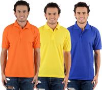 Blaze Solid Men's Polo Neck Multicolor T-Shirt(Pack of 3)