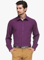 Canary London Purple Striped Slim Fit Formal Shirt