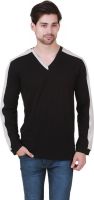 Cherymoya Solid Men's V-neck Black T-Shirt