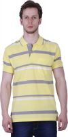 Duke Stardust Striped Men's Polo Neck Yellow T-Shirt