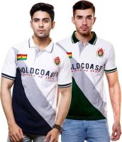 Enquotism Solid Men's Polo Neck Multicolor T-Shirt(Pack of 2)