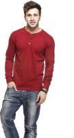 Gritstones Solid Men's Round Neck Red T-Shirt