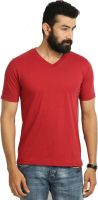 Jogur Solid Men's V-neck Red T-Shirt