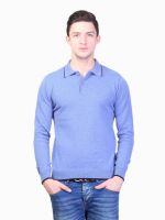 Kalt Solid Men's Polo Neck Blue T-Shirt