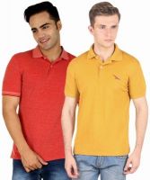 PRO Lapes Solid Men's Polo Neck Multicolor T-Shirt(Pack of 2)