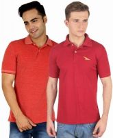 PRO Lapes Solid Men's Polo Neck Multicolor T-Shirt(Pack of 2)