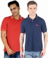 PRO Lapes Solid Men's Polo Neck Multicolor T-Shirt(Pack of 2)