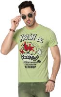 People Printed Men's Round Neck Green T-Shirt