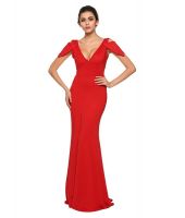 Reva Enterprises Red Polyester Maxi Dress