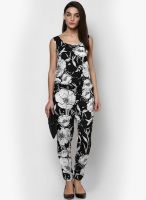 SISTER'S POINT Black And White Floral Jumpsuit