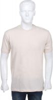 SelfieSeven Solid Men's Round Neck Beige T-Shirt