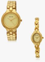 Sonata Nf70848952ym02 Golden/Golden Analog Watch