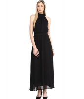 The Vanca Black Georgette Maxi Dress