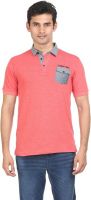 Yaari Solid Men's Polo Neck Pink T-Shirt
