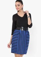 109F Black Colored Printed Skater Dress