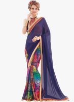 Bhelpuri Blue Georgette Satin Saree