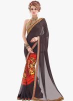 Bhelpuri Brown And Orange Georgette Saree