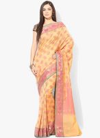 Bunkar Beige Printed Super Net Saree