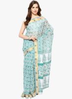 FOSTELO Aqua Blue Printed Saree