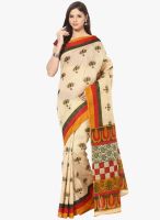 FOSTELO Beige Printed Saree