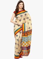 FOSTELO Beige Printed Saree