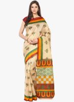 FOSTELO Beige Printed Saree