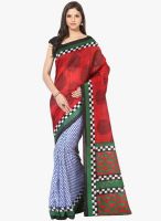 FOSTELO Light Blue Printed Saree