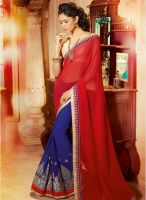 Hypnotex Red Embroidered Saree