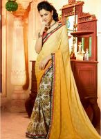 Hypnotex Yellow Printed Saree