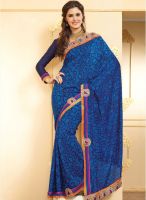 Inddus Blue Embellished Saree