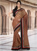 Inddus Brown Embroidered Saree