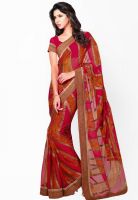 Inddus Fashionable Red Brasso Lace Border Saree