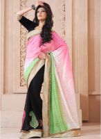 Inddus Pink Embellished Saree