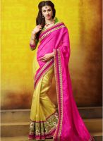 Inddus Pink Embellished Saree