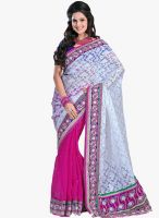 Inddus Pink Embroidered Saree